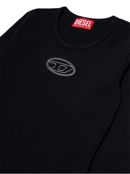 Body bambina Diesel Bilit nero a maniche lunghe con logo ricamato DIESEL KIDS | J02929KYA0LK900